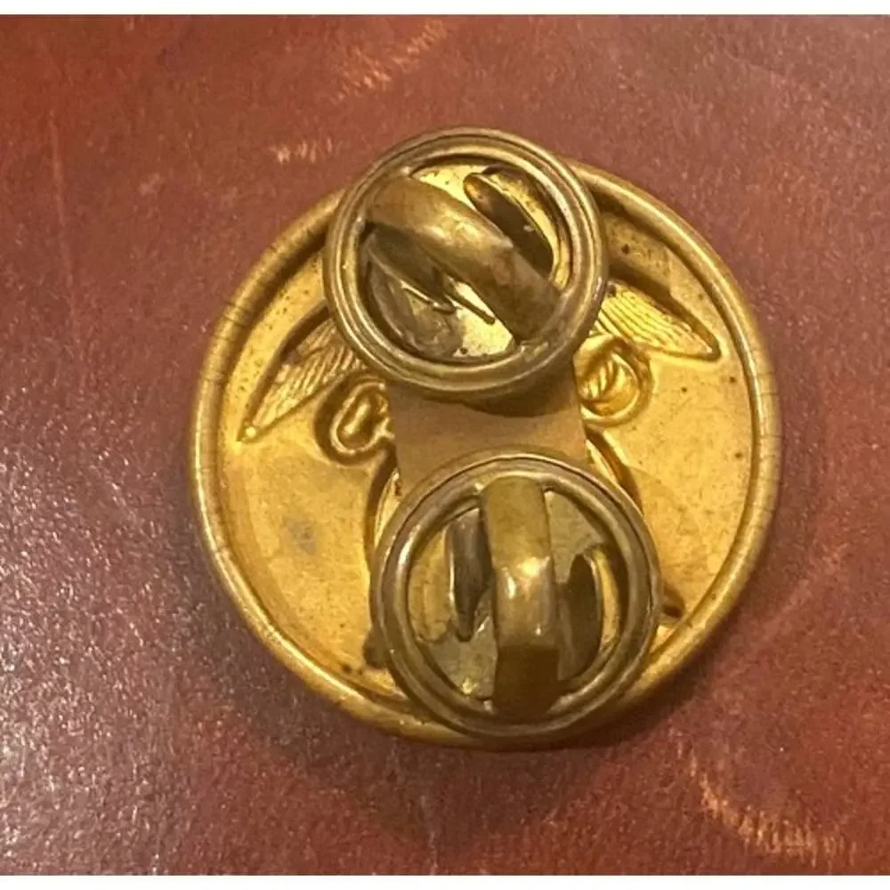 Vintage US Army Quartermaster Eagle Sword Key Lapel, Hat or Collar Pin Brass